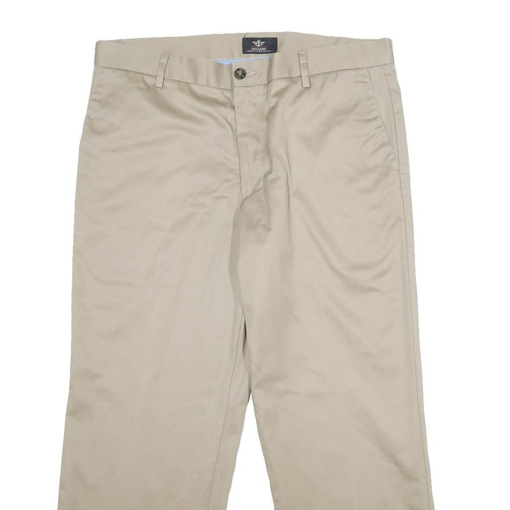 DOCKERS Mens Cotton Beige Regular Straight Trousers W36 L29 Classic Comfortable