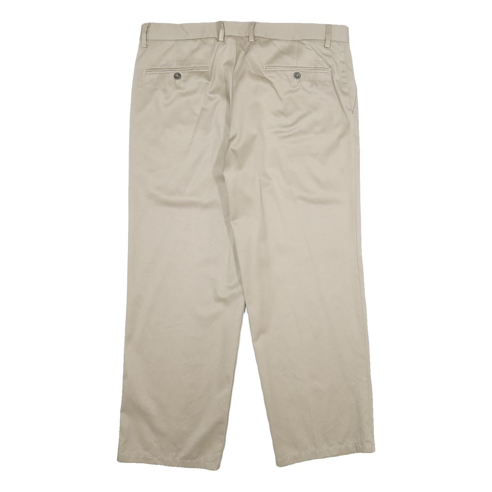 DOCKERS Mens Cotton Beige Regular Straight Trousers W36 L29 Classic Comfortable