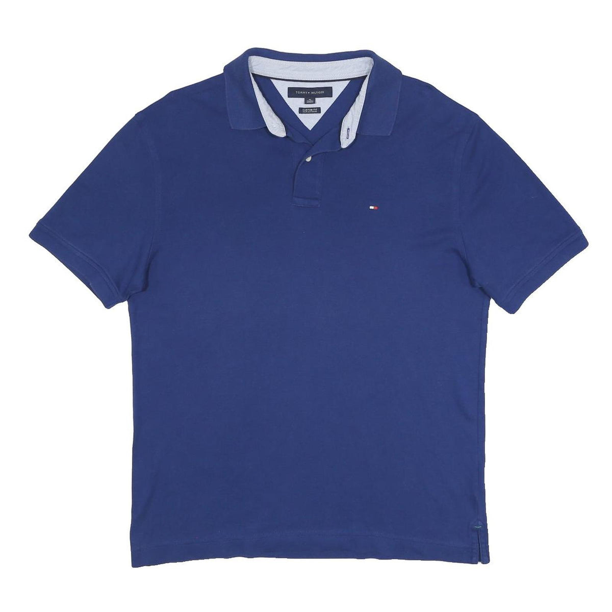 TOMMY HILFIGER Mens Blue Short Sleeve Plain XL Cotton Polo Shirt Classic