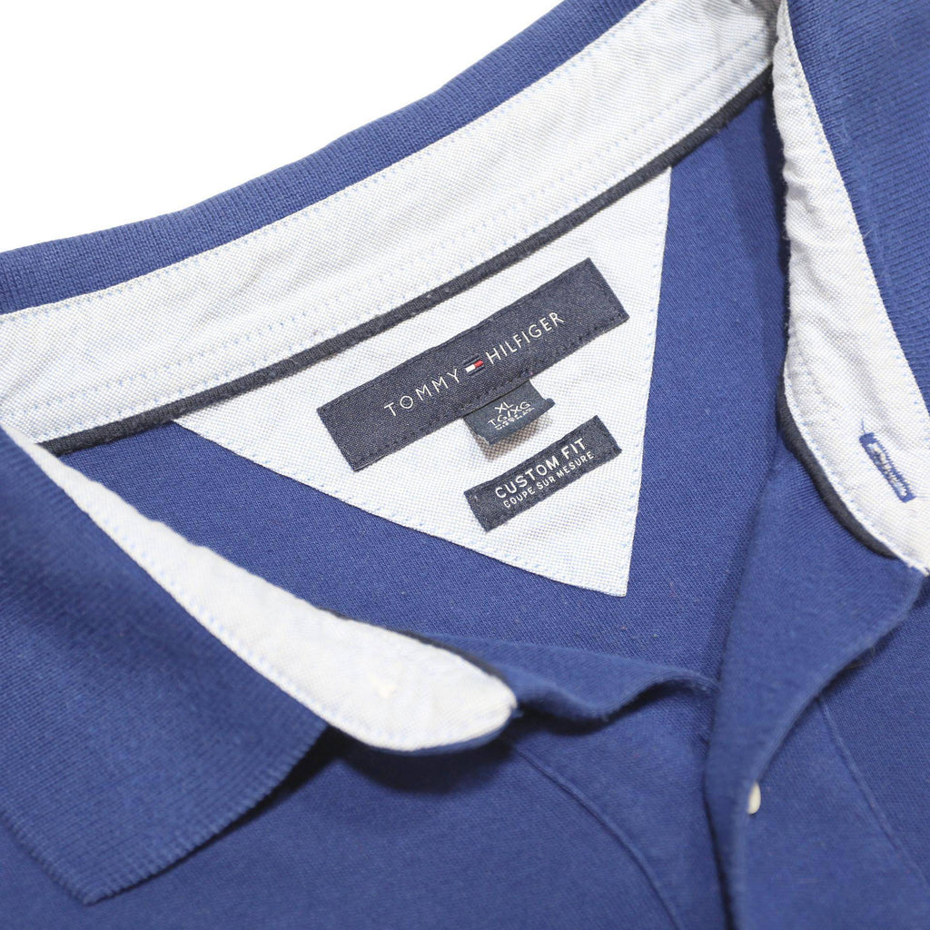 TOMMY HILFIGER Mens Blue Short Sleeve Plain XL Cotton Polo Shirt Classic