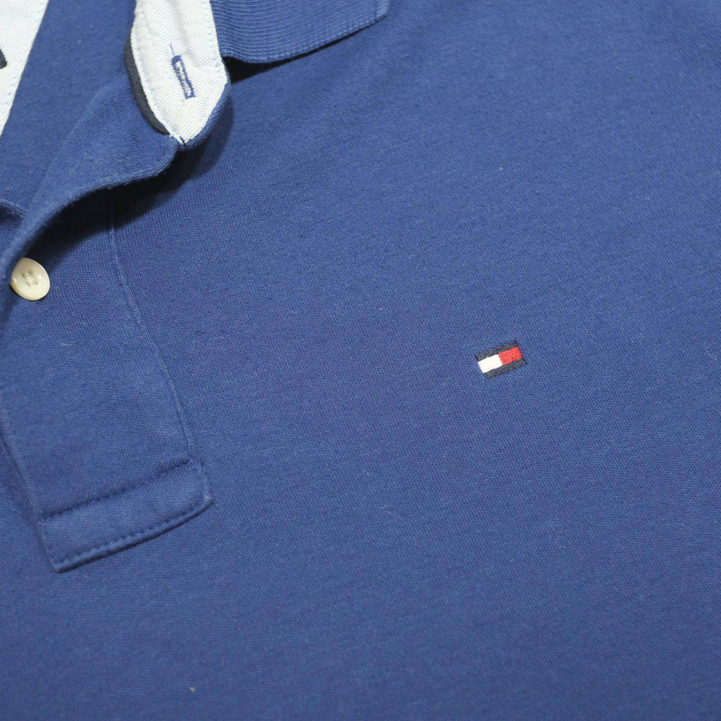 TOMMY HILFIGER Mens Blue Short Sleeve Plain XL Cotton Polo Shirt Classic