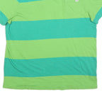 PUMA Mens Green & Turquoise Striped T-Shirt L Short Sleeve V-Neck Cotton Blend