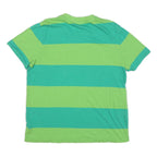 PUMA Mens Green & Turquoise Striped T-Shirt L Short Sleeve V-Neck Cotton Blend