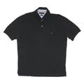 TOMMY HILFIGER Mens Black Short Sleeve Plain 2XL Cotton Polo Shirt