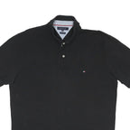TOMMY HILFIGER Mens Black Short Sleeve Plain 2XL Cotton Polo Shirt