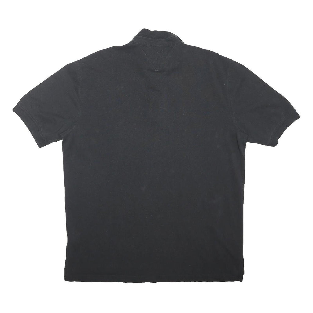 TOMMY HILFIGER Mens Black Short Sleeve Plain 2XL Cotton Polo Shirt
