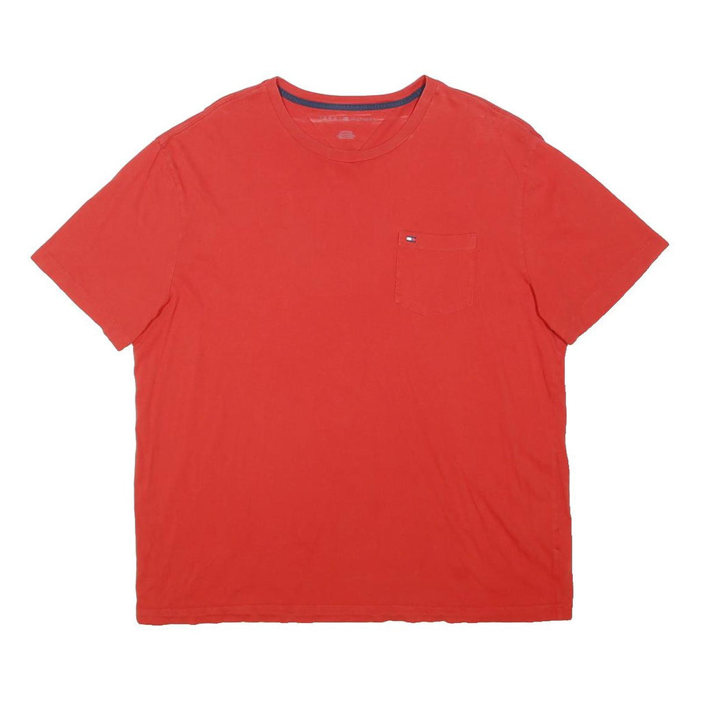 TOMMY HILFIGER Mens Red Cotton Blend T-Shirt XL Short Sleeve Crew Neck Pocket