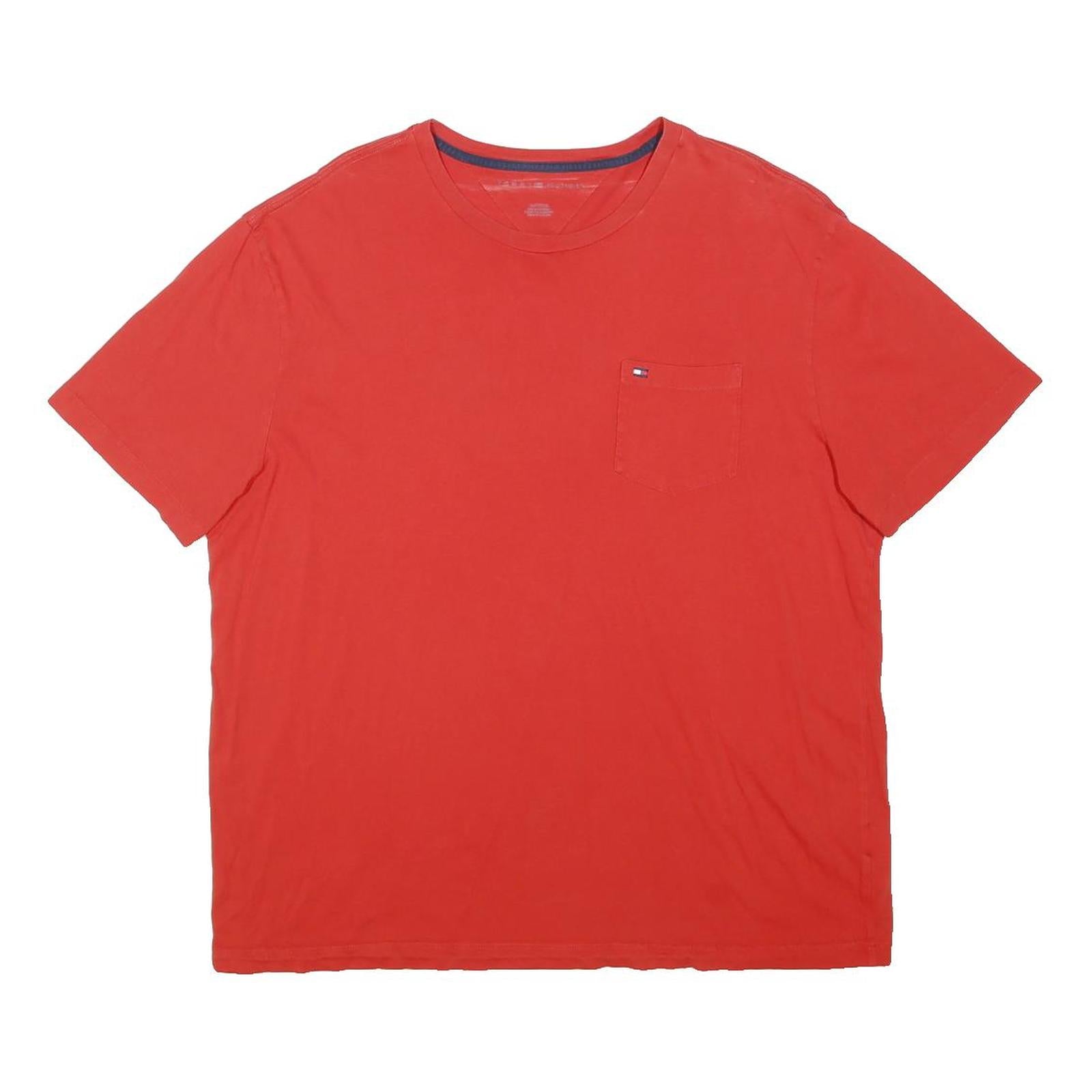 TOMMY HILFIGER Mens Red Cotton Blend T-Shirt XL Short Sleeve Crew Neck Pocket