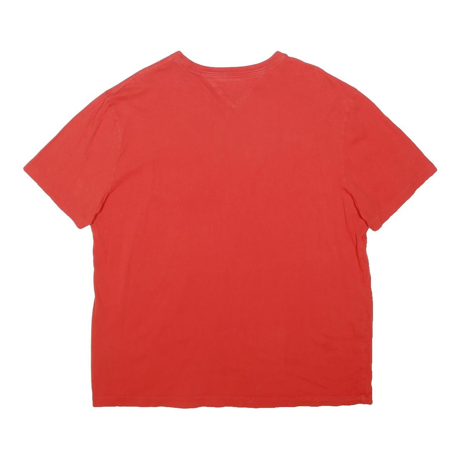 TOMMY HILFIGER Mens Red Cotton Blend T-Shirt XL Short Sleeve Crew Neck Pocket