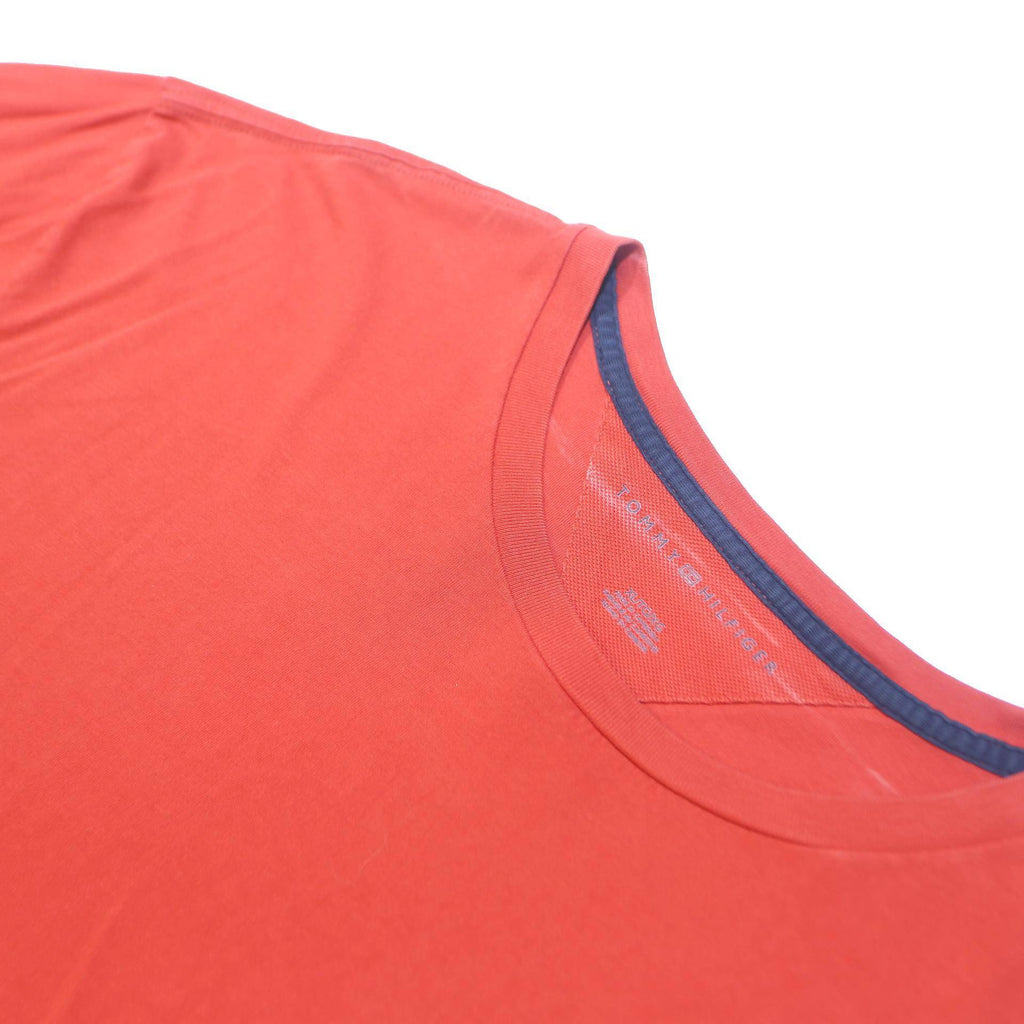 TOMMY HILFIGER Mens Red Cotton Blend T-Shirt XL Short Sleeve Crew Neck Pocket