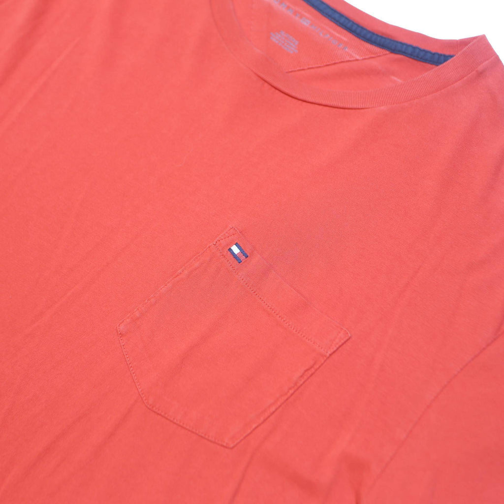 TOMMY HILFIGER Mens Red Cotton Blend T-Shirt XL Short Sleeve Crew Neck Pocket