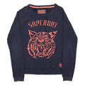 SUPERDRY Womens Navy Blue Cotton Blend Crew Neck S Tiger Graphic Sweatshirt
