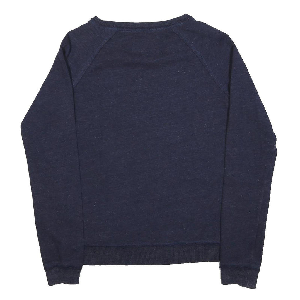 SUPERDRY Womens Navy Blue Cotton Blend Crew Neck S Tiger Graphic Sweatshirt