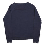 SUPERDRY Womens Navy Blue Cotton Blend Crew Neck S Tiger Graphic Sweatshirt