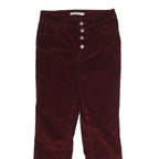 LEVI'S Womens Cotton Blend Red Slim Straight Trousers W26 L26 Button Closure