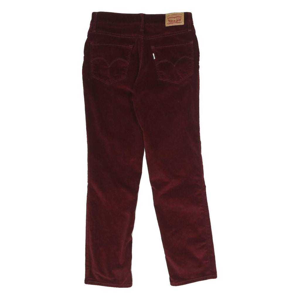 LEVI'S Womens Cotton Blend Red Slim Straight Trousers W26 L26 Button Closure