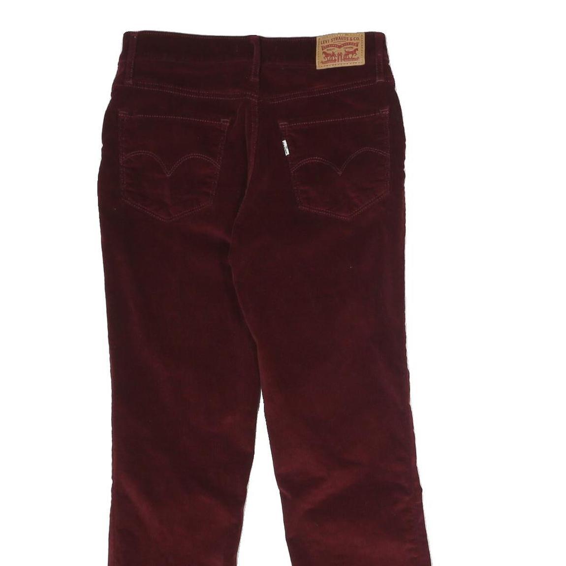 LEVI'S Womens Cotton Blend Red Slim Straight Trousers W26 L26 Button Closure
