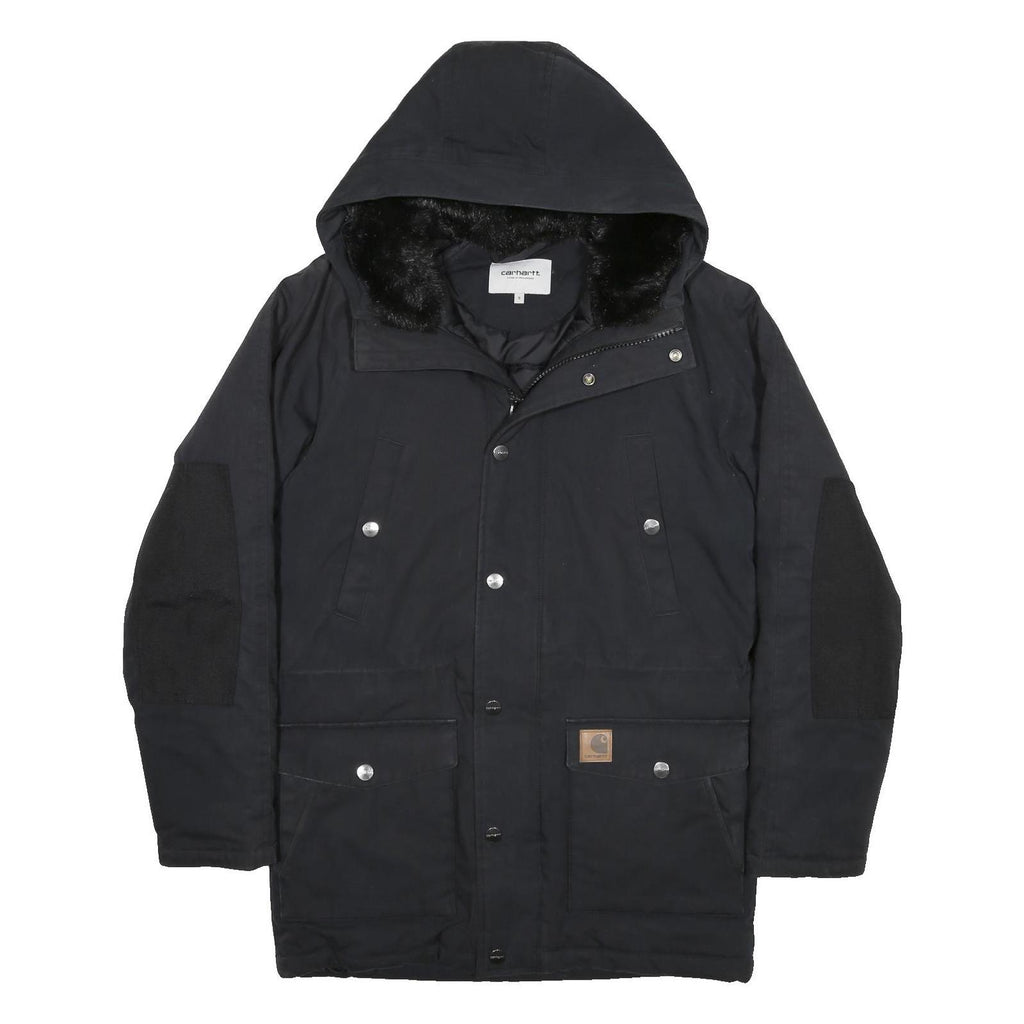 CARHARTT WIP Womens Black Outdoor Jacket S Polyester Blend Plain Hooded Zip