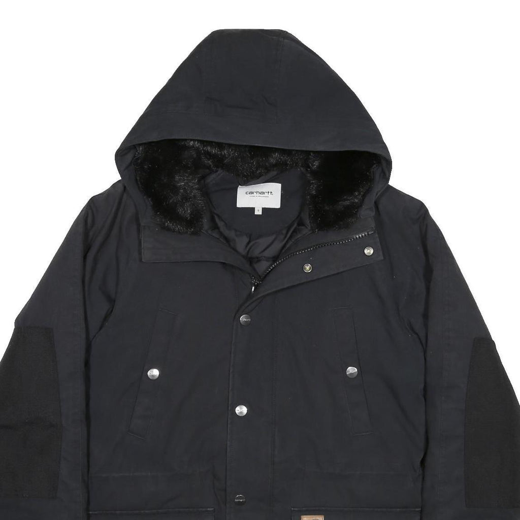 CARHARTT WIP Womens Black Outdoor Jacket S Polyester Blend Plain Hooded Zip