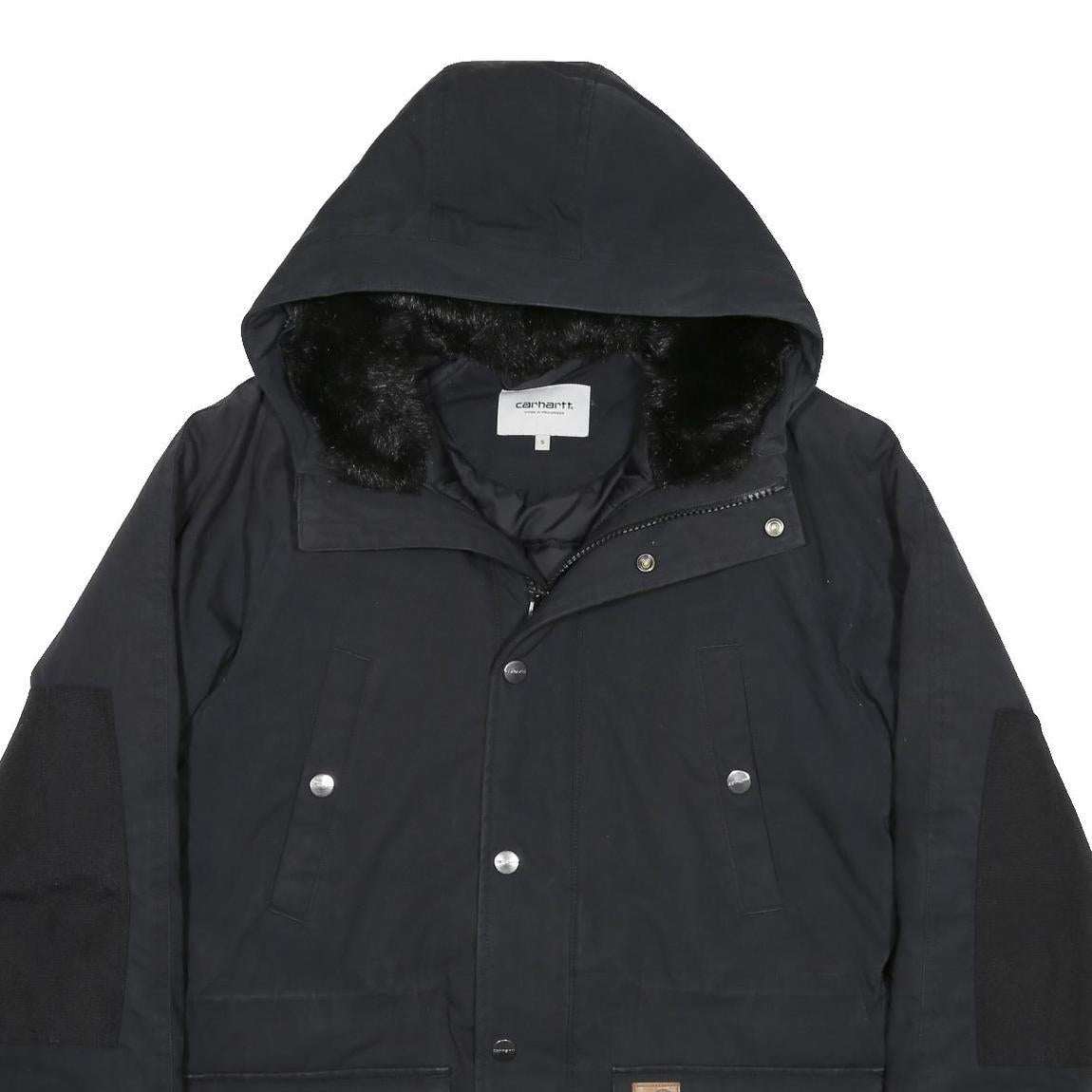 CARHARTT WIP Womens Black Outdoor Jacket S Polyester Blend Plain Hooded Zip