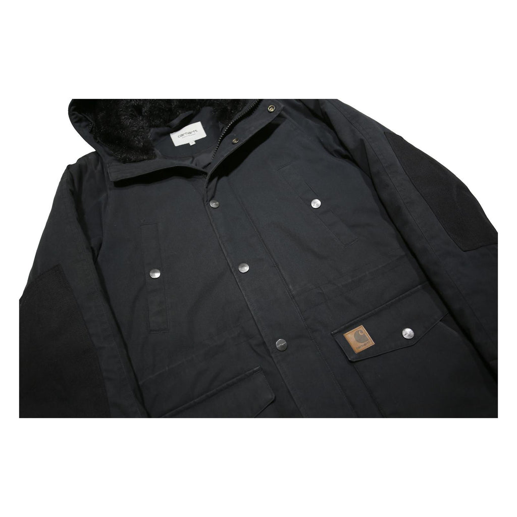 CARHARTT WIP Womens Black Outdoor Jacket S Polyester Blend Plain Hooded Zip