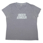 UNDER ARMOUR Womens Grey V-Neck Cotton Blend T-Shirt XL Casual Wear
