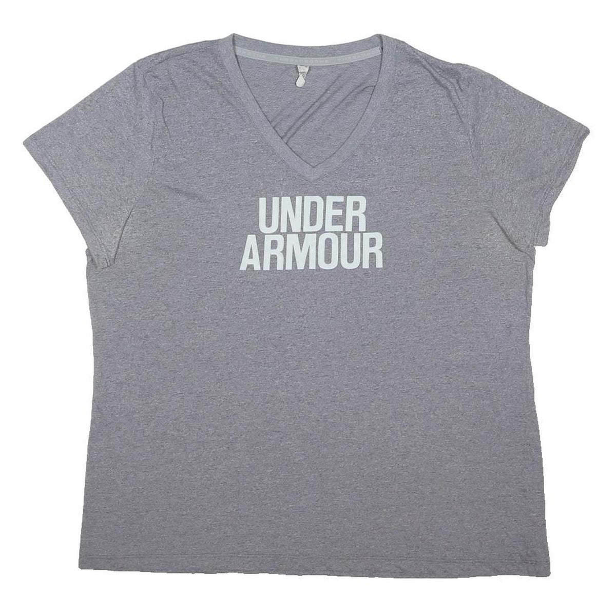 UNDER ARMOUR Womens Grey V-Neck Cotton Blend T-Shirt XL Casual Wear