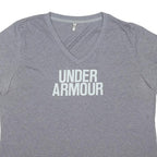 UNDER ARMOUR Womens Grey V-Neck Cotton Blend T-Shirt XL Casual Wear