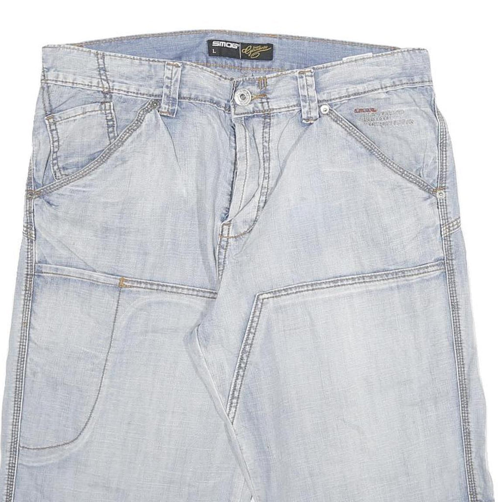 SMOG Mens Shorts Blue Casual L W34 Cotton Blend Classic Fit Denim Style