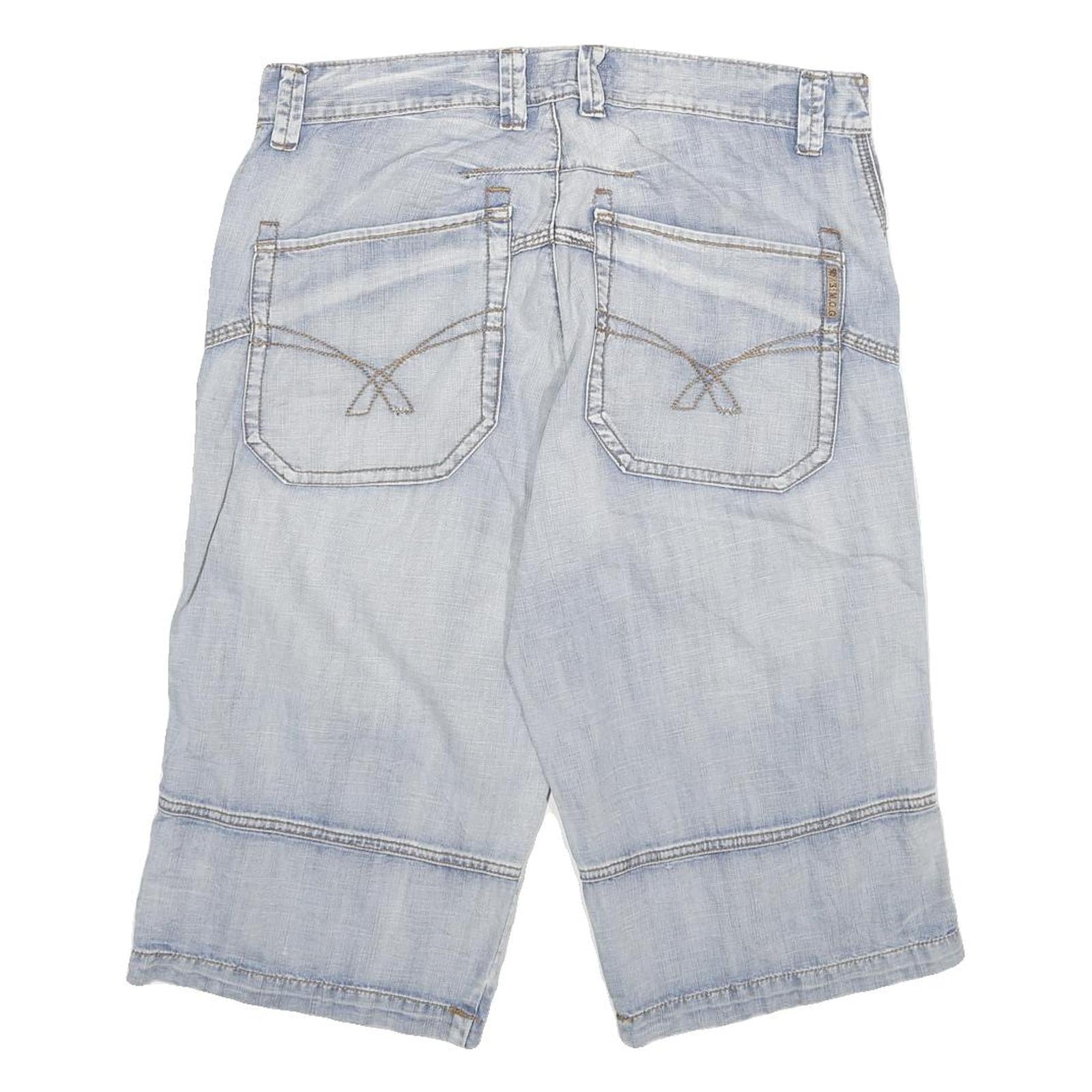 SMOG Mens Shorts Blue Casual L W34 Cotton Blend Classic Fit Denim Style