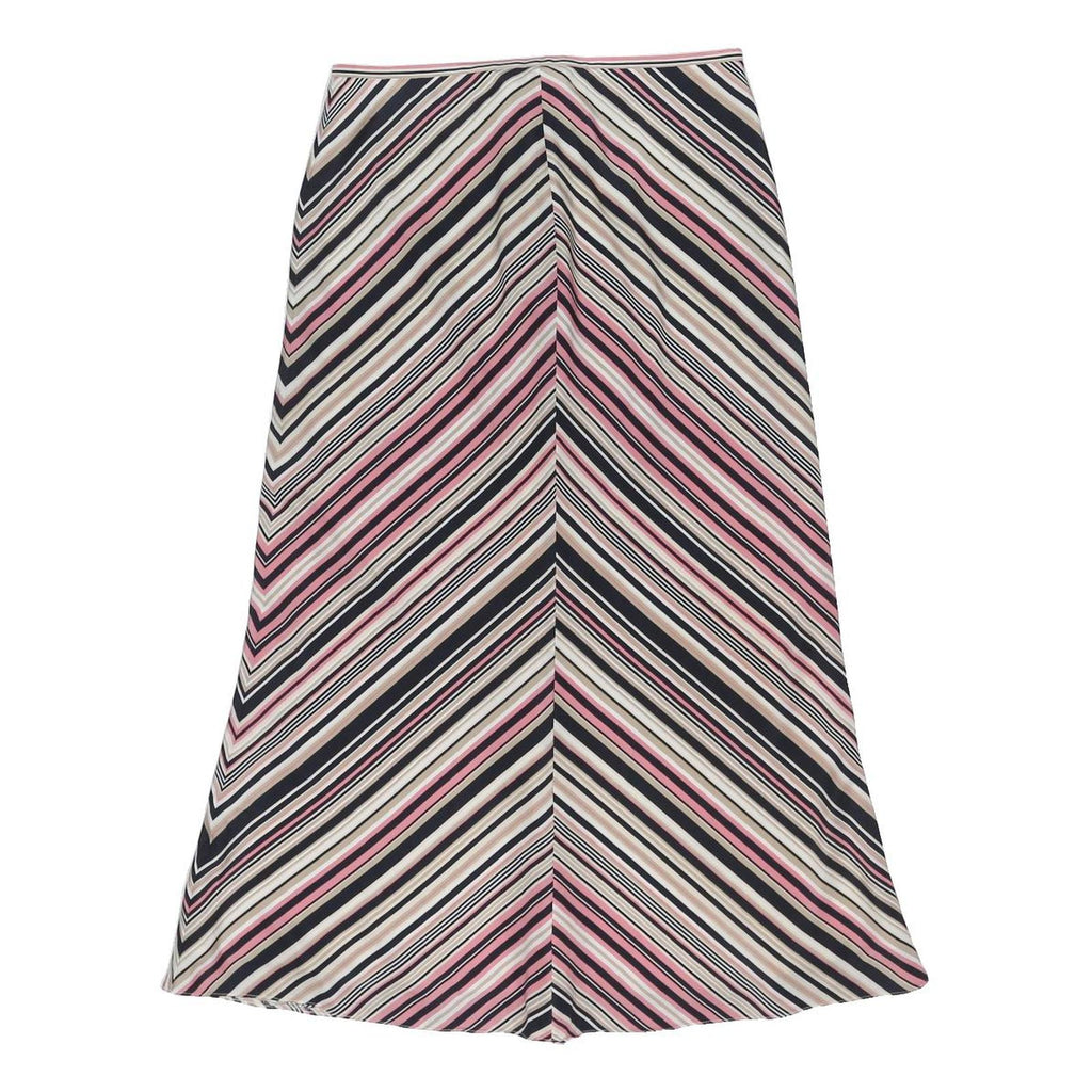 COUNTRY CASUALS Womens Pink & Black Striped Midi Skirt Polyester UK 10 Flared
