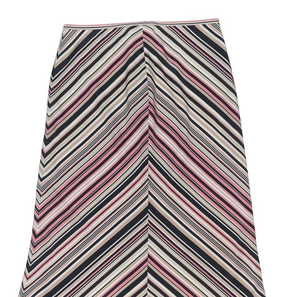 COUNTRY CASUALS Womens Pink & Black Striped Midi Skirt Polyester UK 10 Flared