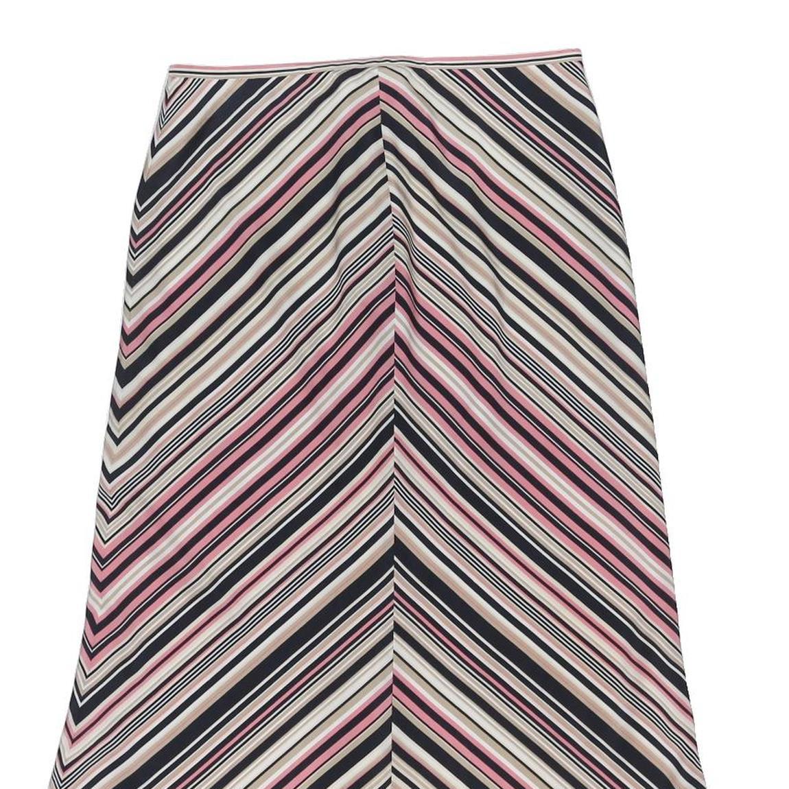 COUNTRY CASUALS Womens Pink & Black Striped Midi Skirt Polyester UK 10 Flared