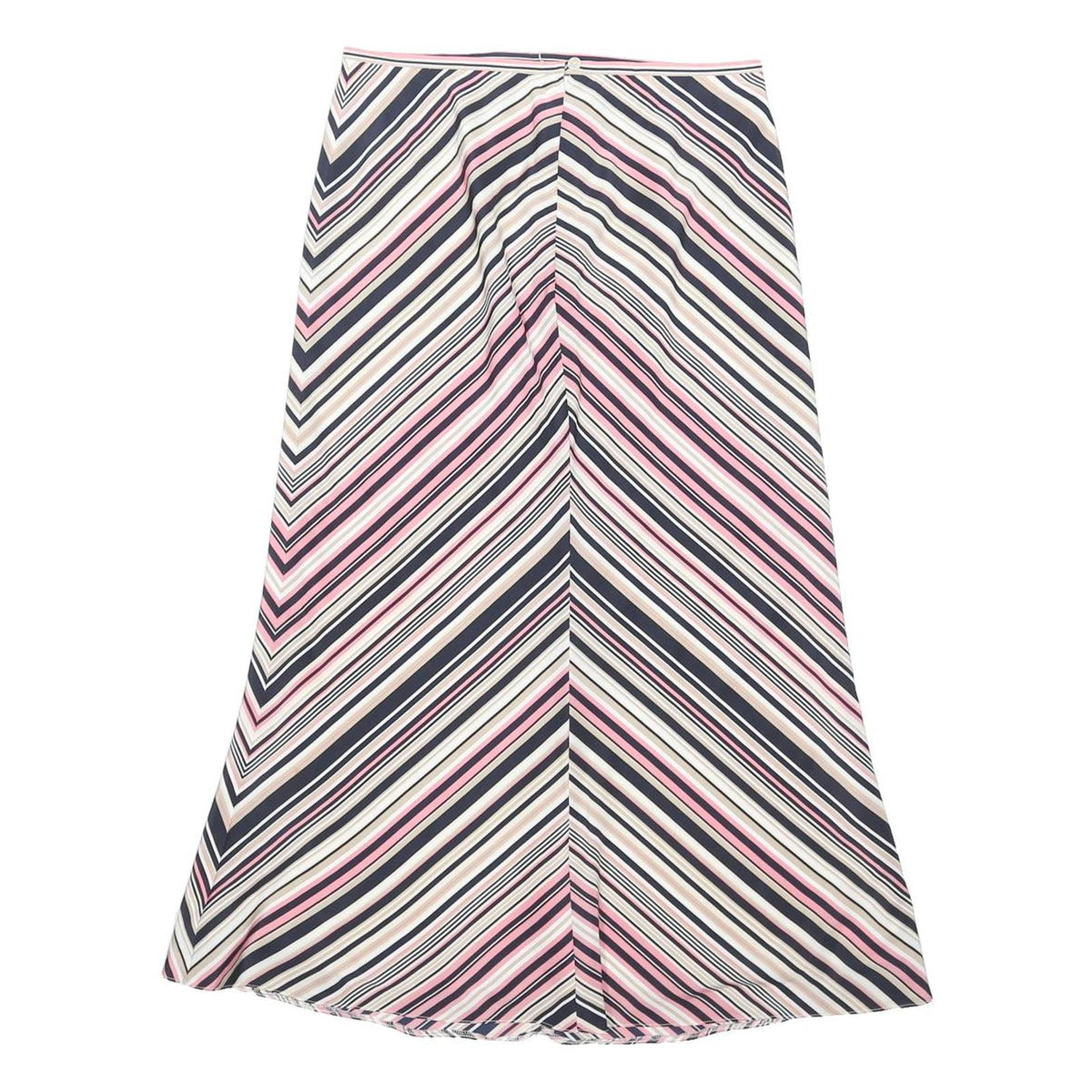 COUNTRY CASUALS Womens Pink & Black Striped Midi Skirt Polyester UK 10 Flared