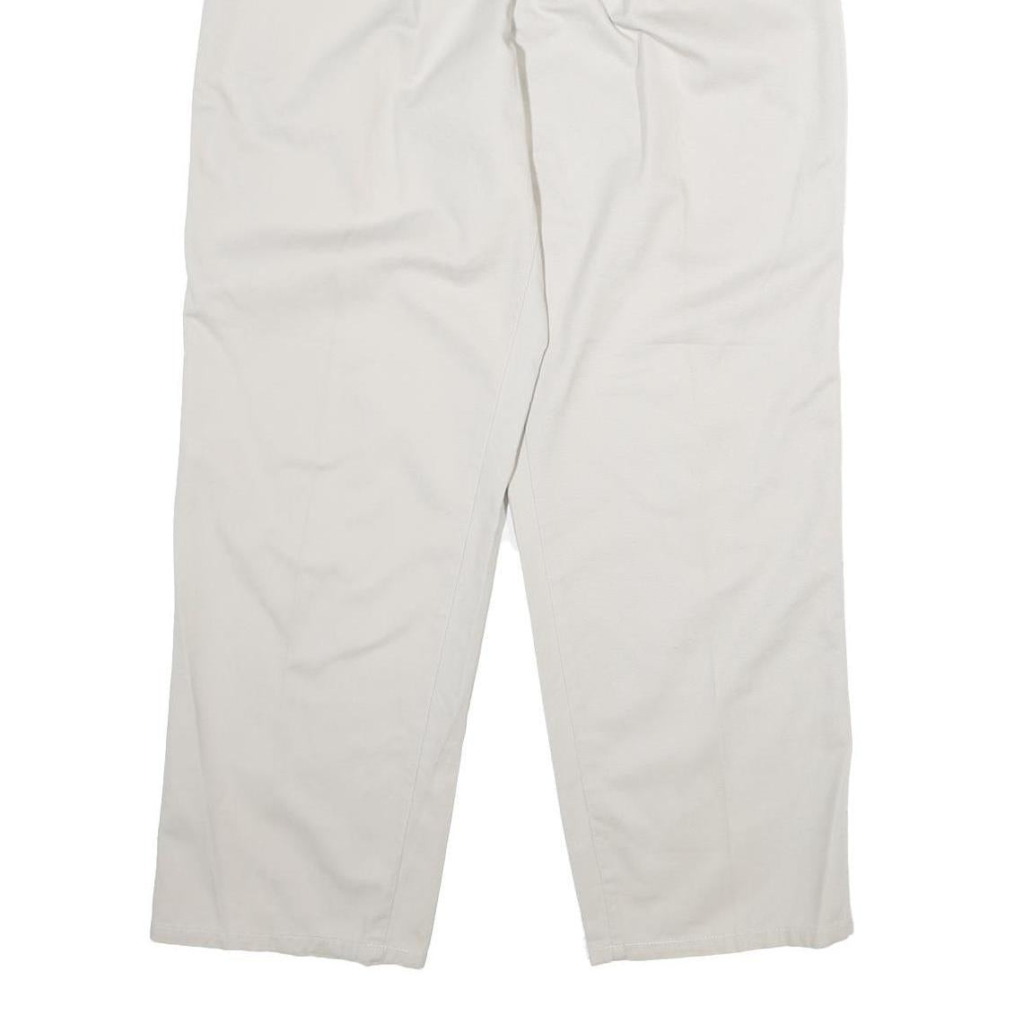 CALVIN KLEIN Mens Cotton White Regular Straight Trousers W34 L32 Classic Comfort