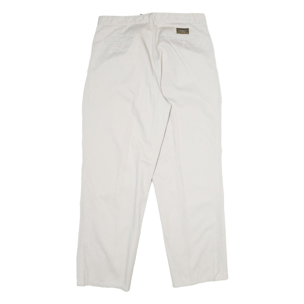 CALVIN KLEIN Mens Cotton White Regular Straight Trousers W34 L32 Classic Comfort