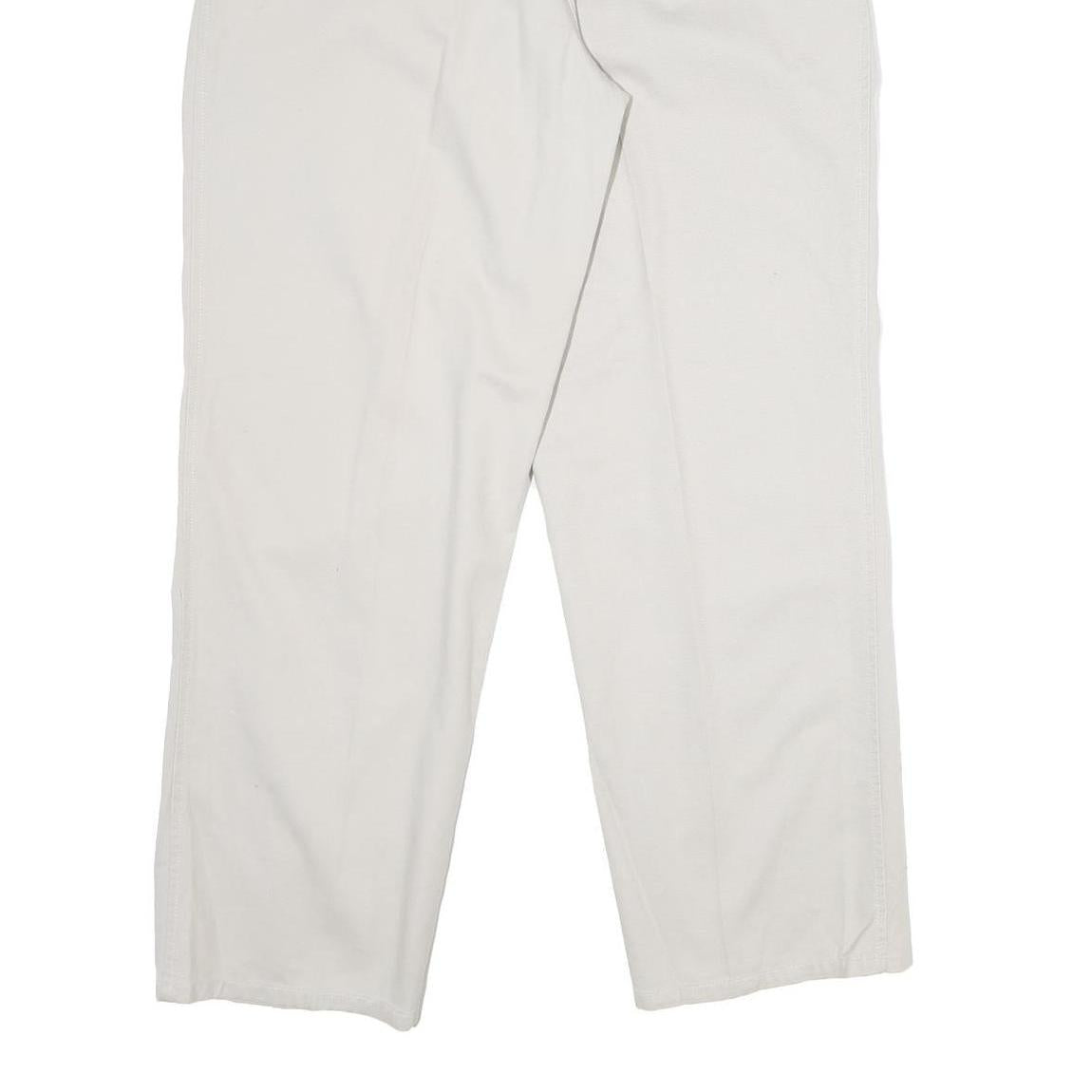 CALVIN KLEIN Mens Cotton White Regular Straight Trousers W34 L32 Classic Comfort