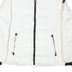 NAUTICA Womens White Zip-Up Quilted Jacket L Polyester Blend Fleece Collar