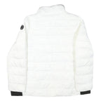 NAUTICA Womens White Zip-Up Quilted Jacket L Polyester Blend Fleece Collar