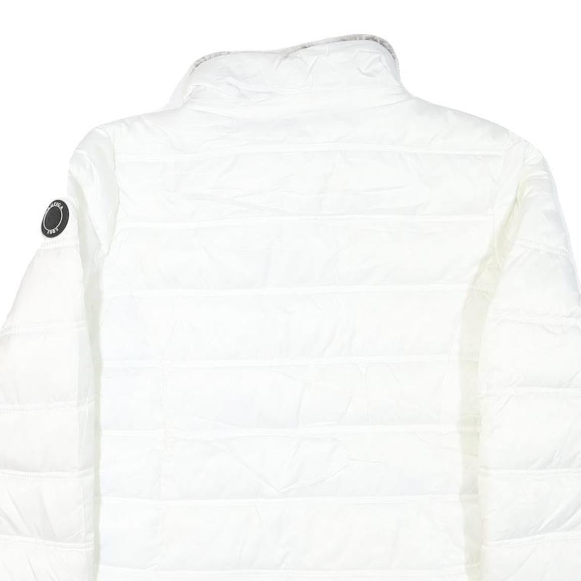 NAUTICA Womens White Zip-Up Quilted Jacket L Polyester Blend Fleece Collar