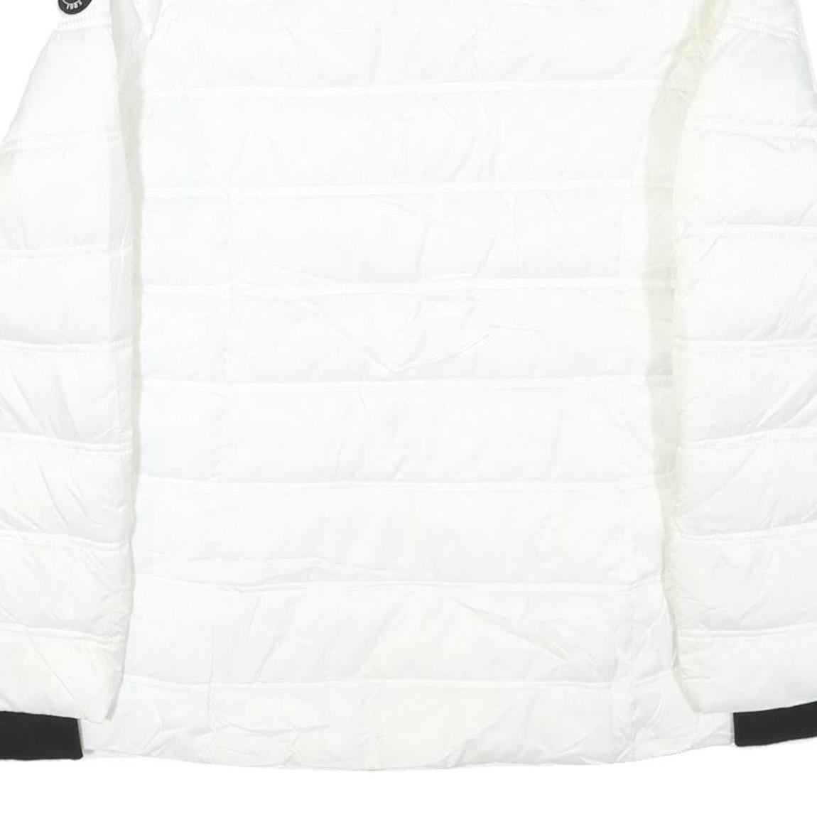 NAUTICA Womens White Zip-Up Quilted Jacket L Polyester Blend Fleece Collar