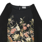 WALLIS Womens Black Floral Print Blouse Long Sleeve Round Neck S Elegant Top