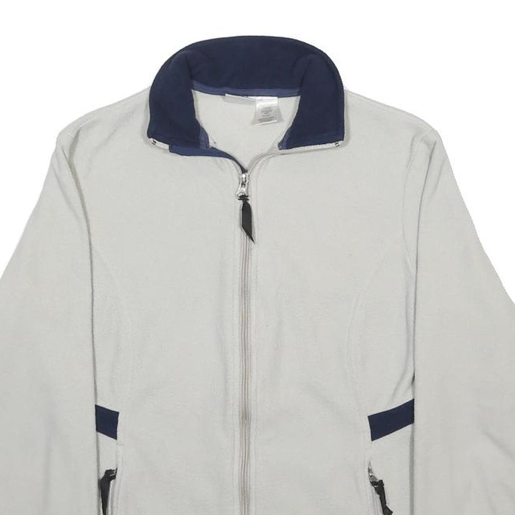 THE NORTH FACE Womens White & Navy Jacket M Polyester Zip Plain Casual Outdoor