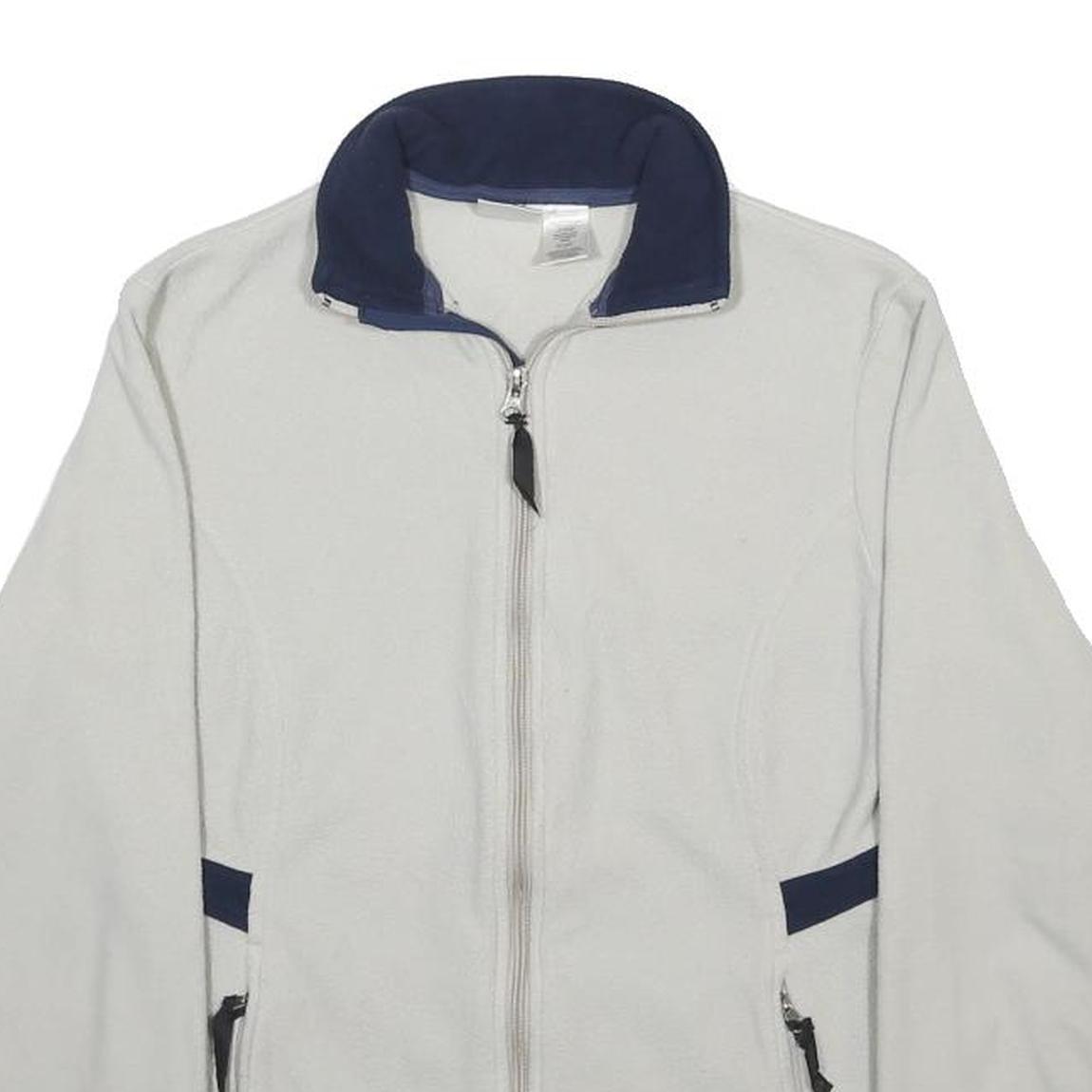 THE NORTH FACE Womens White & Navy Jacket M Polyester Zip Plain Casual Outdoor