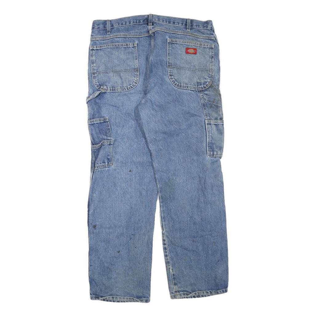 DICKIES Mens Regular Fit Blue Denim Jeans W36 L30 Workwear Zip Closure