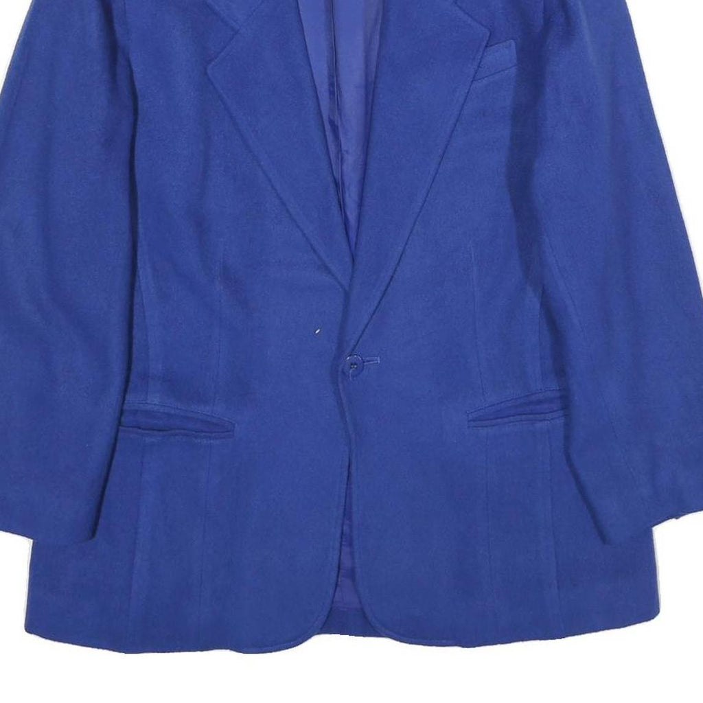 LIZ WEAR Womens Blue Wool Blend Jacket UK 16 Classic Button Closure Formal