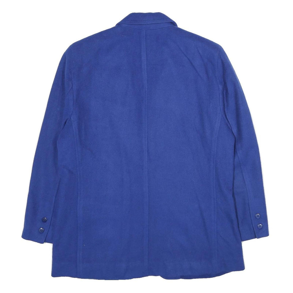 LIZ WEAR Womens Blue Wool Blend Jacket UK 16 Classic Button Closure Formal