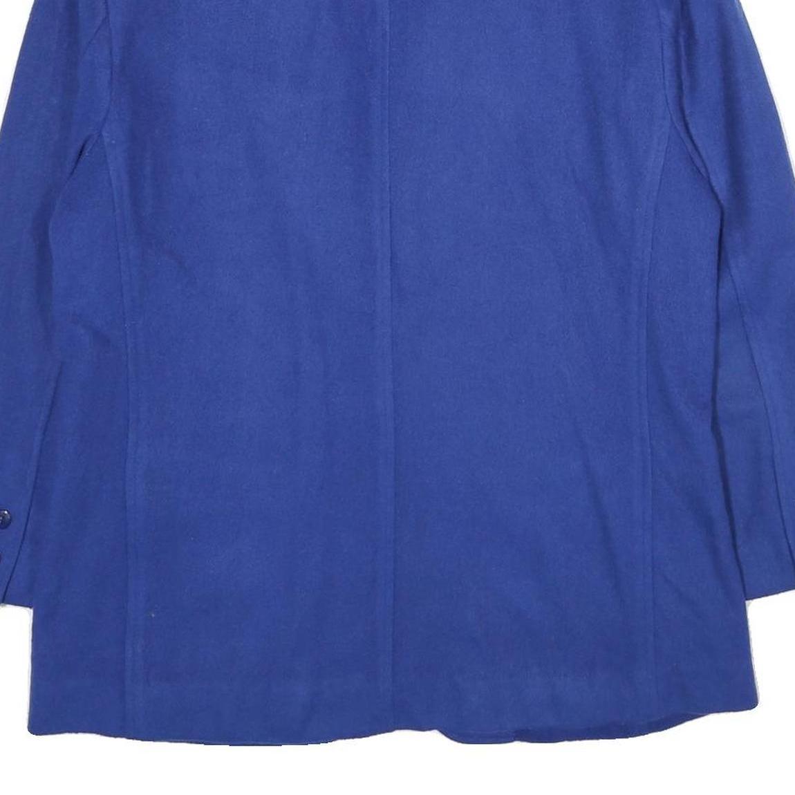 LIZ WEAR Womens Blue Wool Blend Jacket UK 16 Classic Button Closure Formal