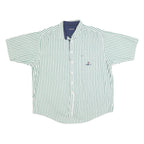 NAUTICA Mens Green & White Striped Shirt XL Cotton Casual Short Sleeve