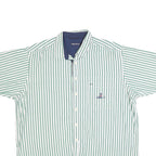 NAUTICA Mens Green & White Striped Shirt XL Cotton Casual Short Sleeve
